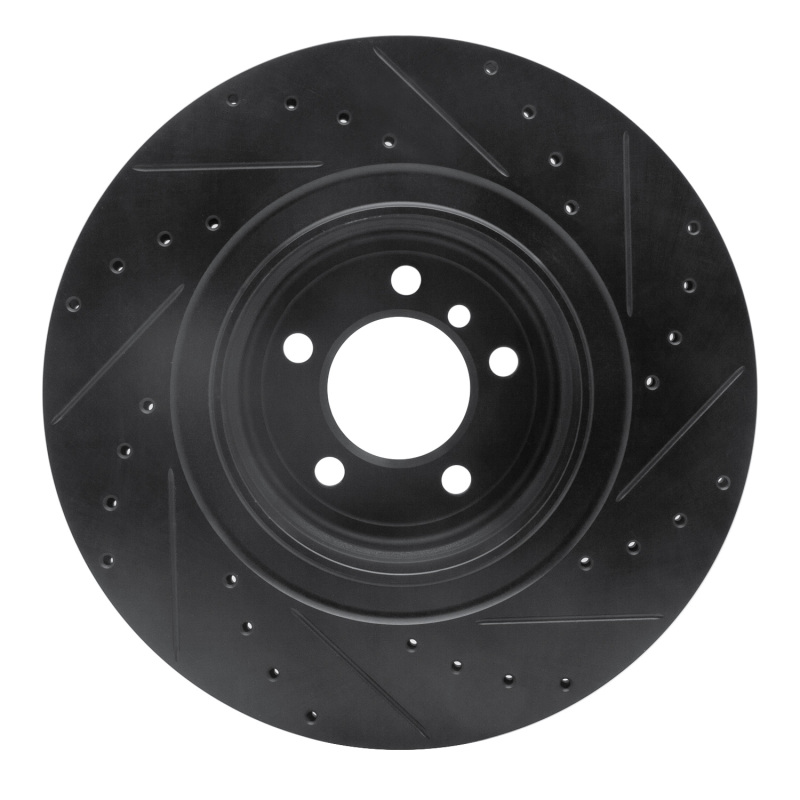 BMW ALPINA B7 Brake Rotor (1) - Rear Left - R1 Concepts - Drilled & Slotted - Black - `07-`08